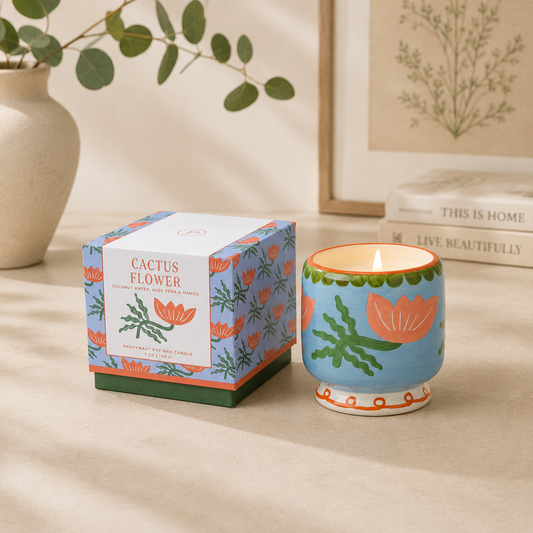 Flower Ceramic Candle - Cactus Flower