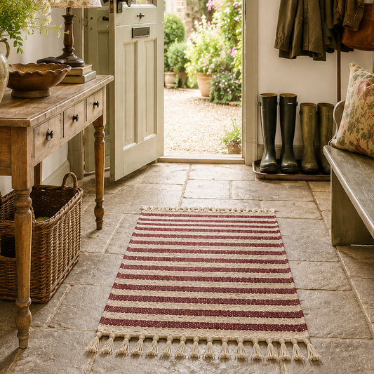 Ripley Burgundy & Cream Stripe Rug