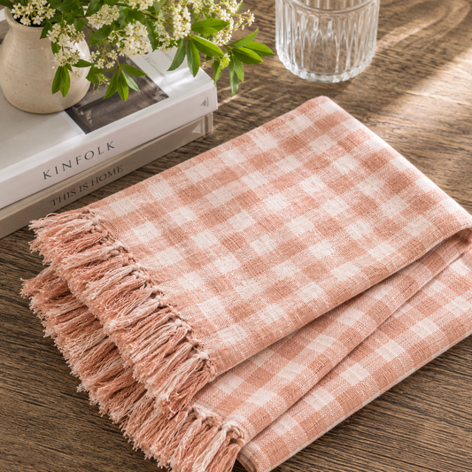 Pink Gingham Throw