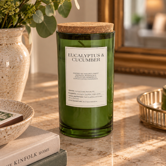 Large Glass Jar with Cork Lid Eucalyptus & Cucumber