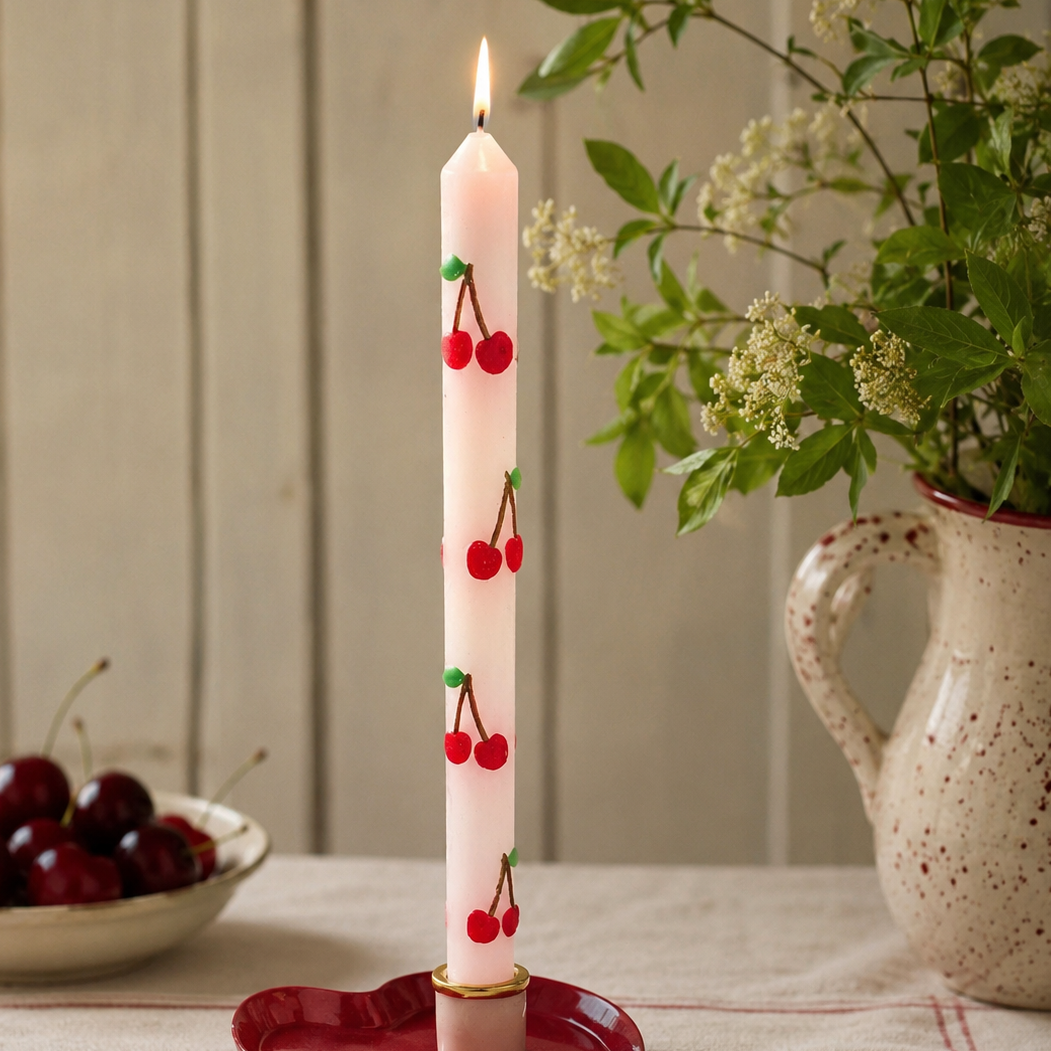 Set of Two Cherry Dinner Candles