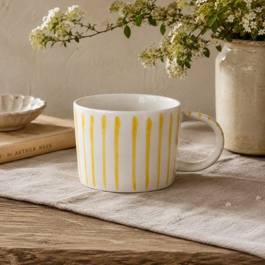 Cream & Yellow Stripe Mug