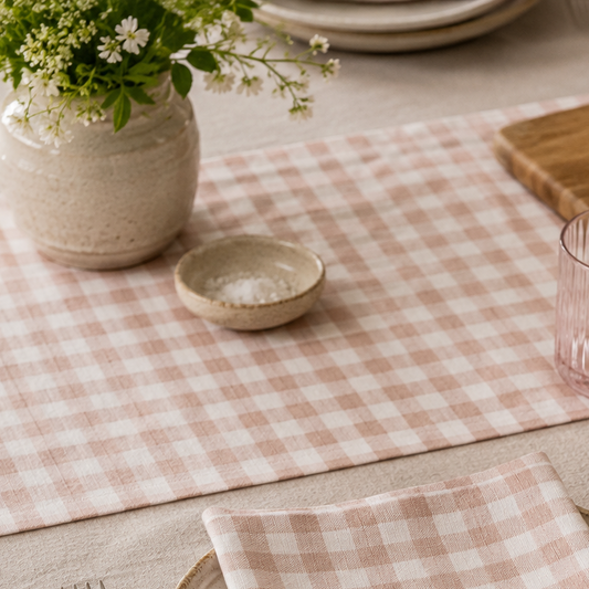 Pink Gingham Table Runner
