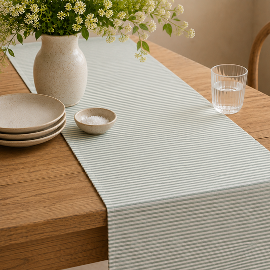 Gisela Graham Teal Stripe Table Runner