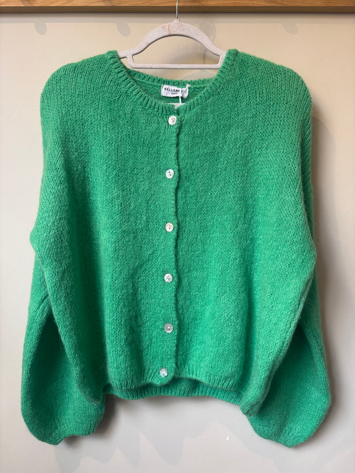 Mohair Round Neck Cardigan - Emerald