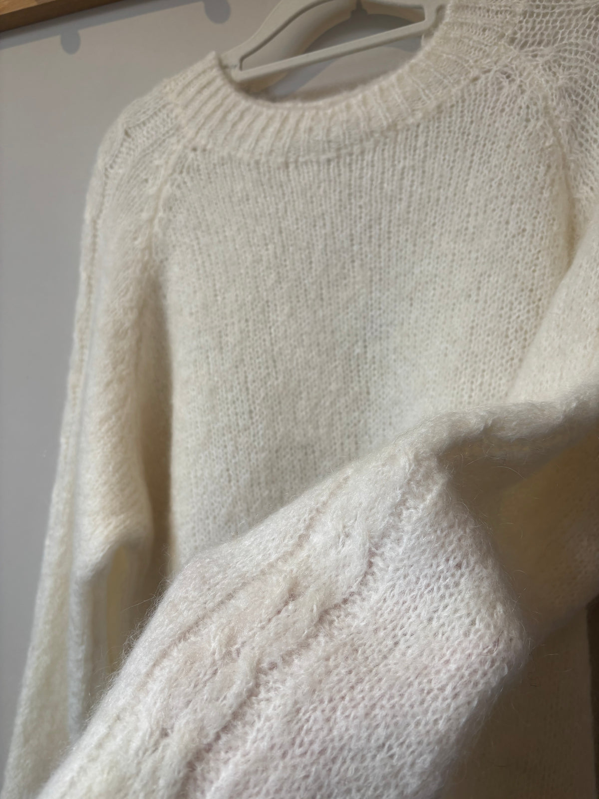Cable Knit Sleeve Mohair Jumper - Cream