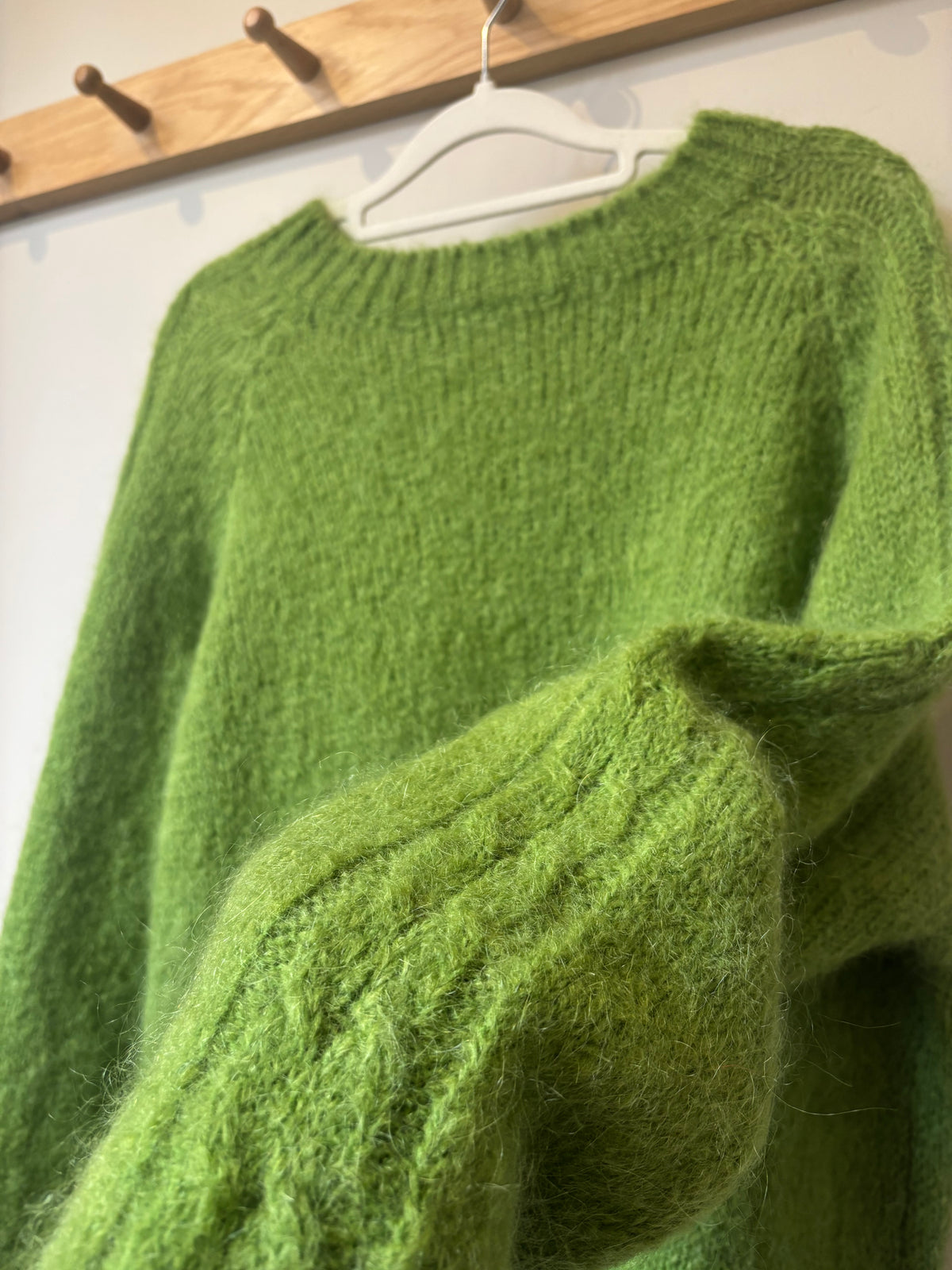 Cable Knit Sleeve Mohair Jumper - Apple
