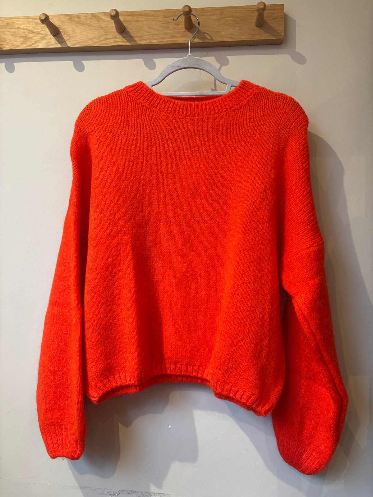 Mohair Round Neck Jumper - Bright Orange