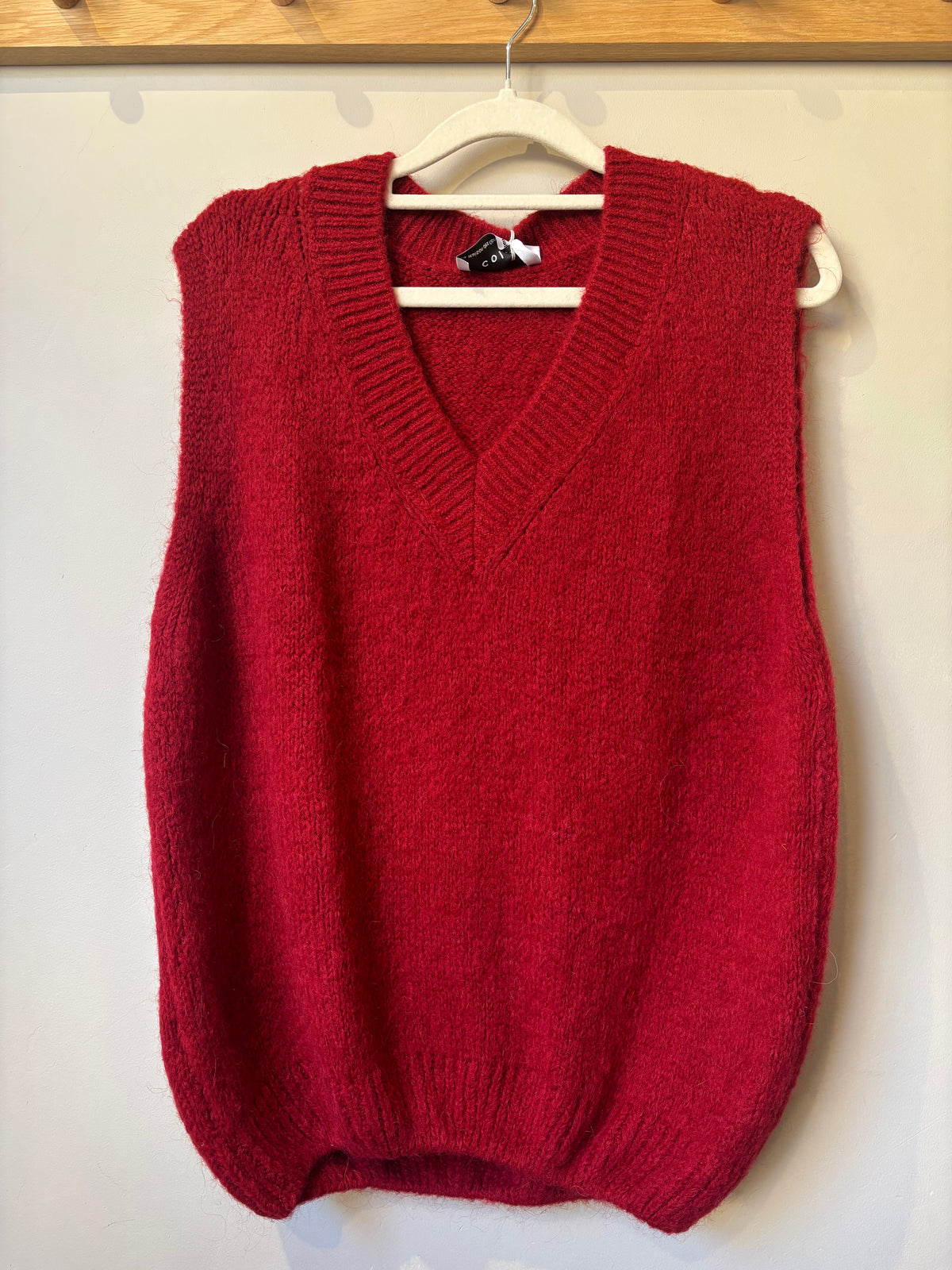 V Neck Mohair Vest - Red