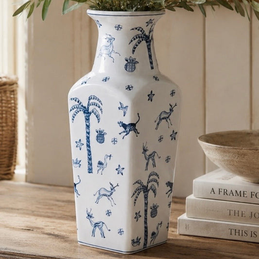 Blue and White Decorative Vase