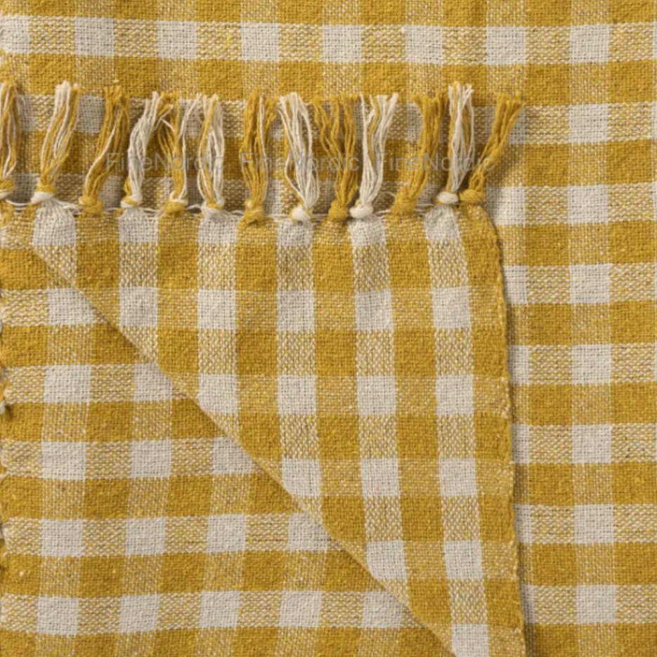 Pure Cotton Lightweight Yellow Check throw