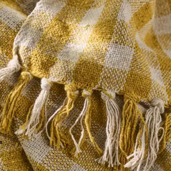 Pure Cotton Lightweight Yellow Check throw