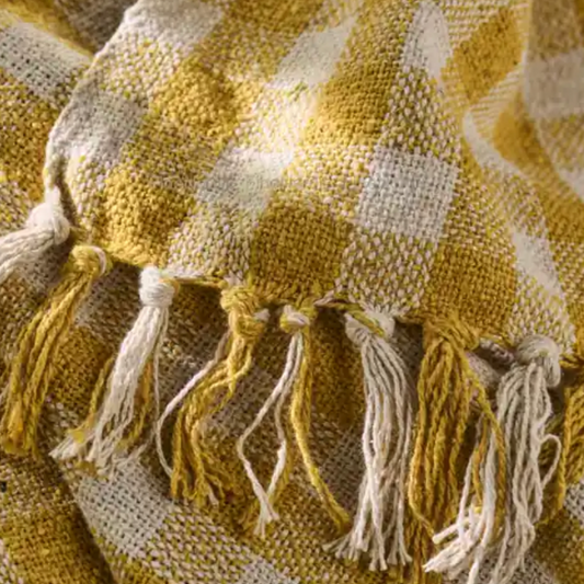 Pure Cotton Lightweight Yellow Check throw