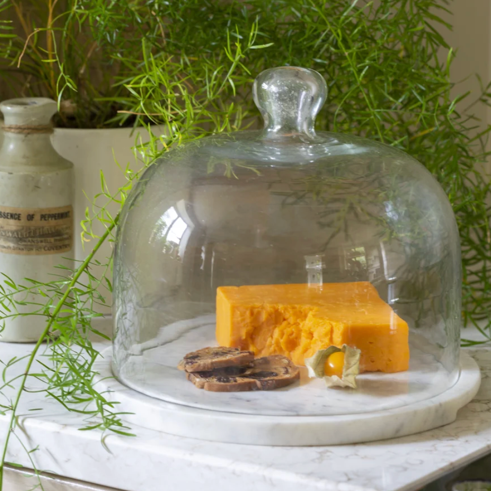 Glass Cloche with Marble Feet