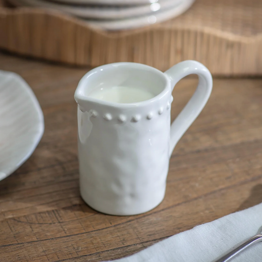 Small White Beaded Jug