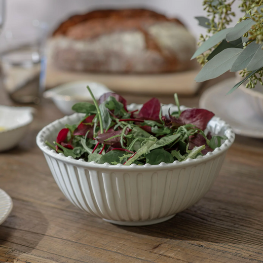 Beaded Serving Bowl in White