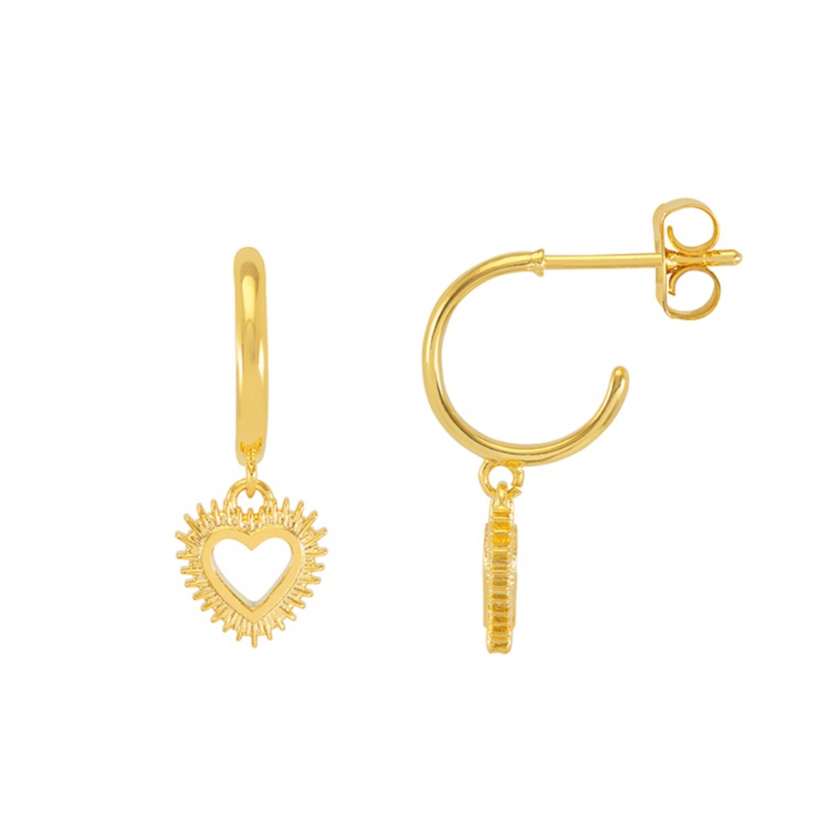 Plain Heartburst Hoop Earrings by Estella Bartlett