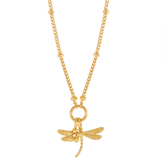 Pearl Flower and Dragonfly Necklace by Estella Bartlett