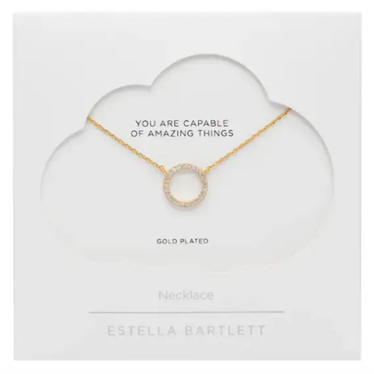 Large Pave Set Cz Circle Necklace - Gold Plated by Estella Bartlett