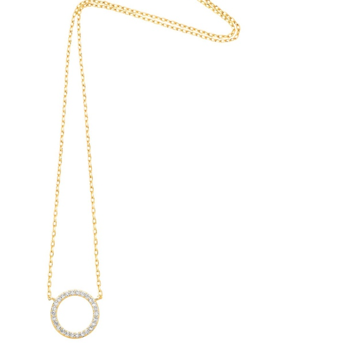 Large Pave Set Cz Circle Necklace - Gold Plated by Estella Bartlett