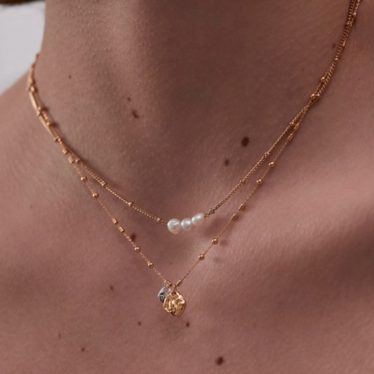 Beaded Chain and Moulton Pebbles Necklace by Estella Bartlett