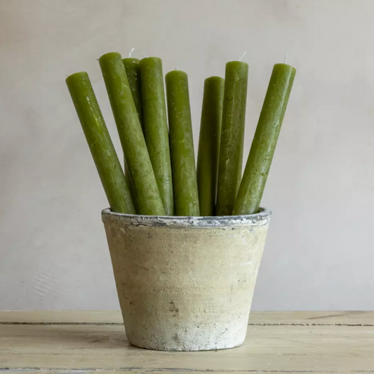 Rustic Dinner Candle - Fern Green