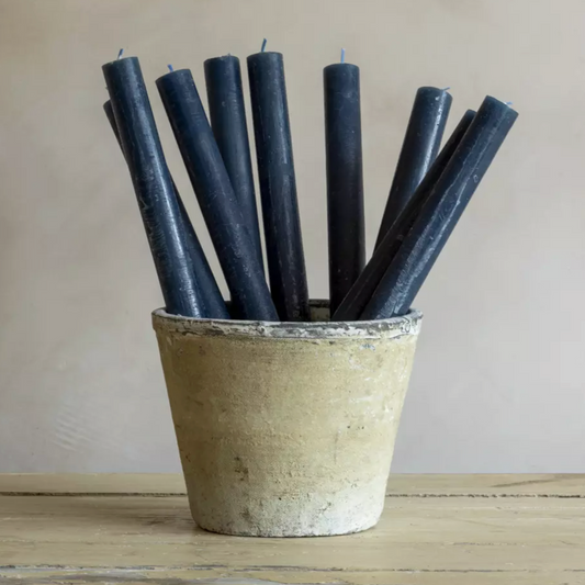Rustic Dinner Candle - Inky Blue