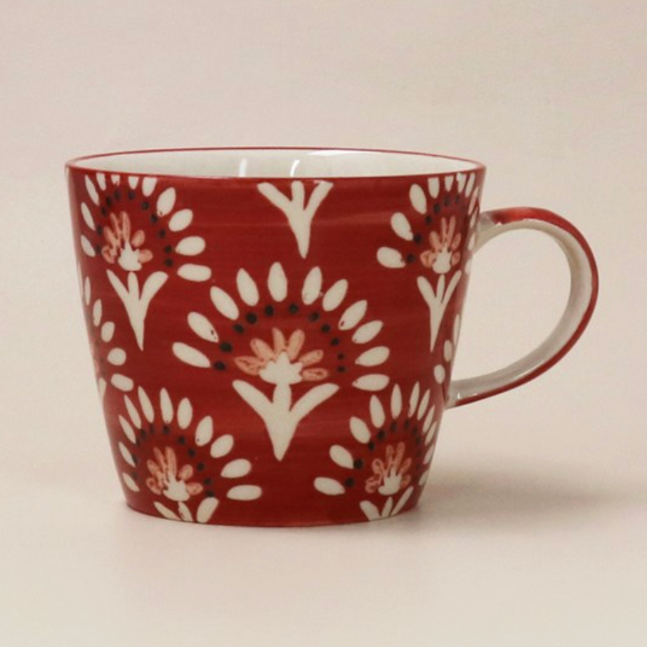 Burgundy Fan Design Mug