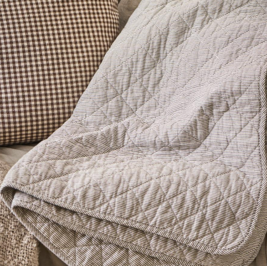 Sand & Cream Pinstripe Quilted Throw