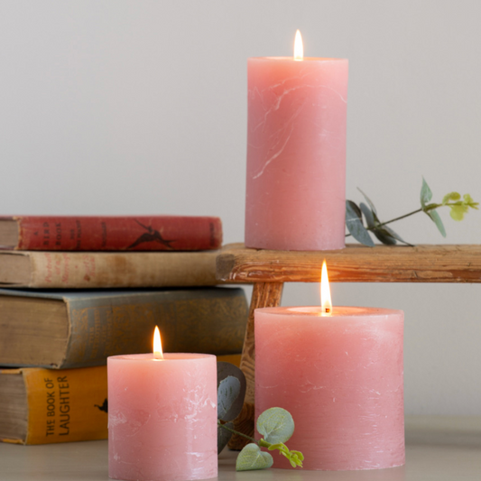 Rustic Pillar Candle Dusky Pink  70mm x 130mm