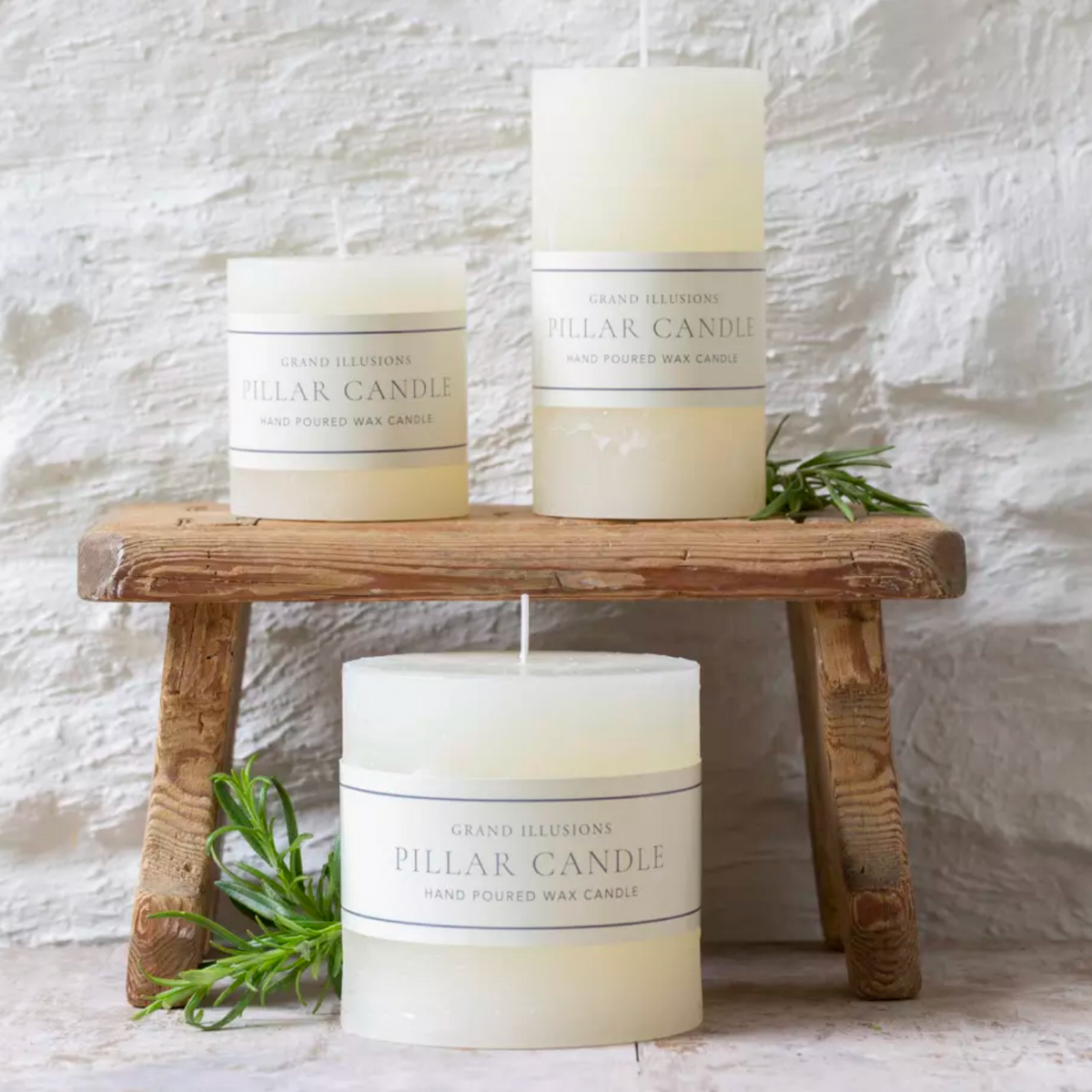 Rustic Pillar Candle Ivory  70mm x 130cm