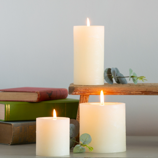 Rustic Pillar Candle Ivory  70mm x 75mm