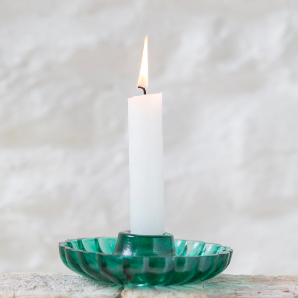 Scallop Candle Holder - Green