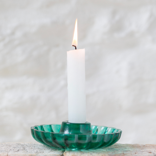 Scallop Candle Holder - Green