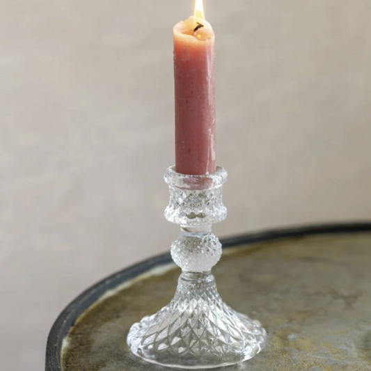 Glass Candlestick Harlequin Clear