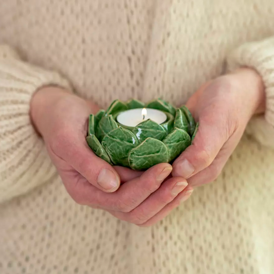 Tealight Holder in Leaf Pattern -Green