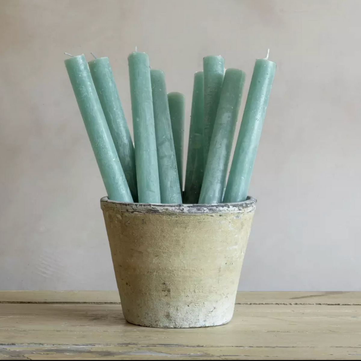 Rustic Dinner Candle - Sea Green