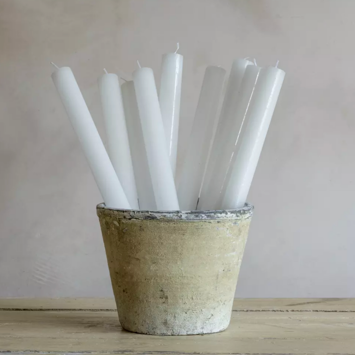 Rustic Dinner Candle - White