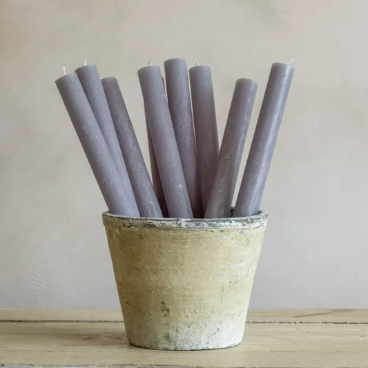 Rustic Dinner Candle - Light Grey