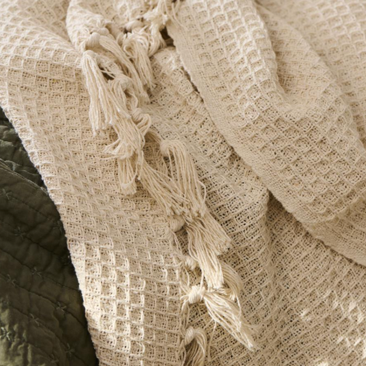 Cream Waffle Pattern Throw