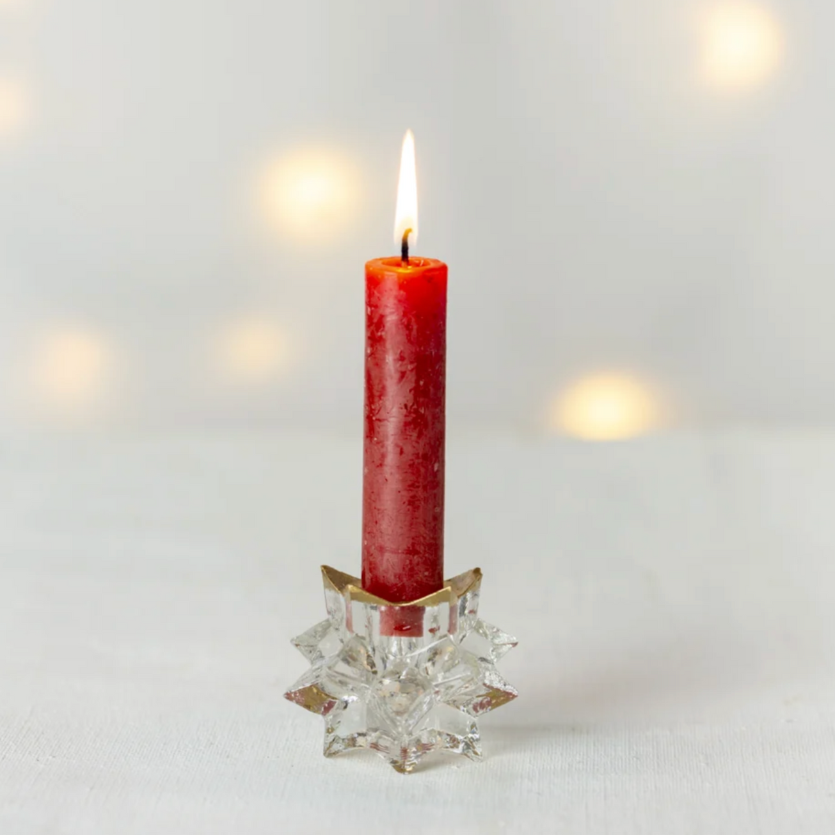 Star Glass Candleholder with Gold Trim