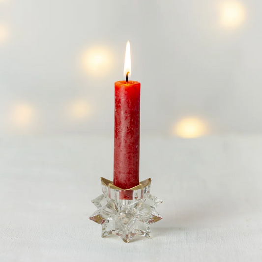 Star Glass Candleholder with Gold Trim