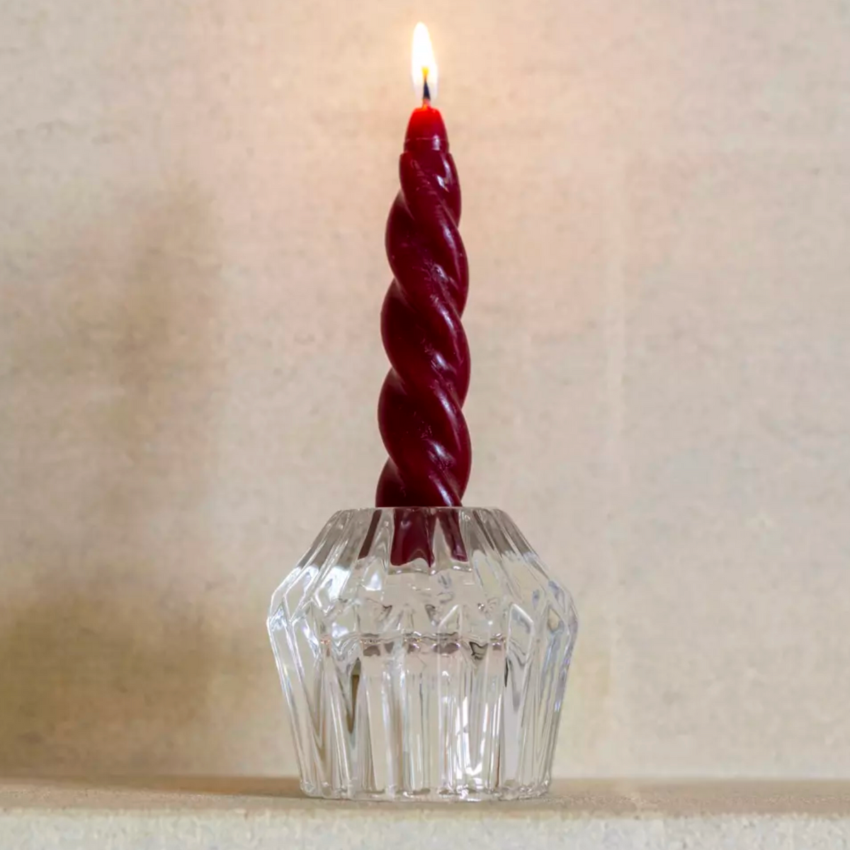 Glass Candleholder Duo Clear