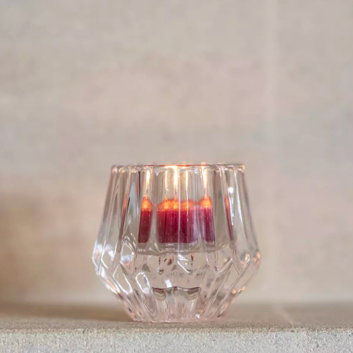 Glass Candleholder Duo Clear
