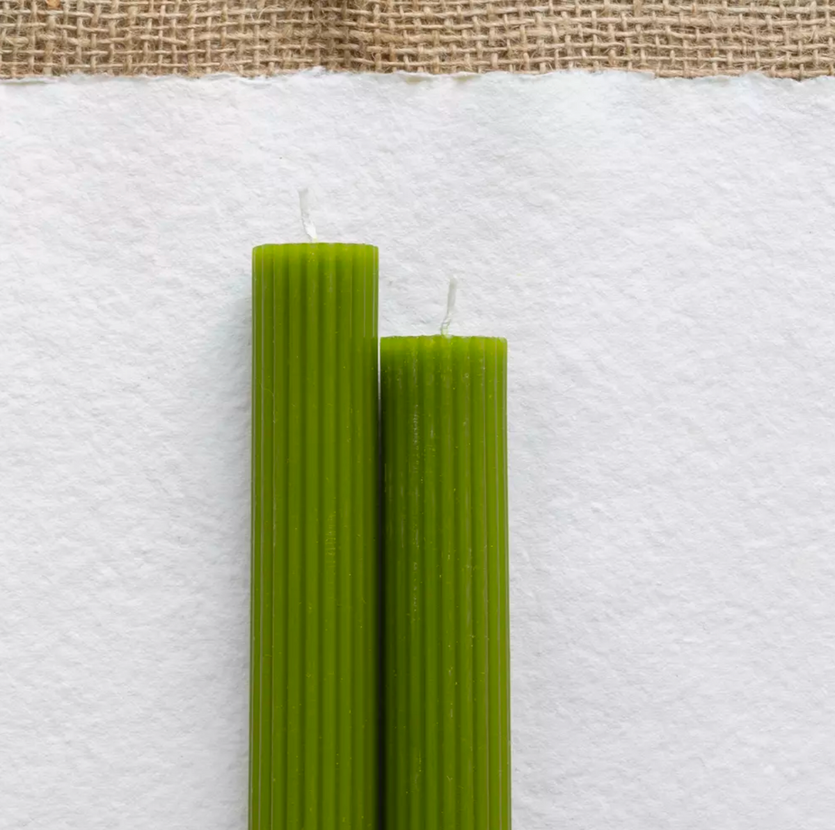 Scalloped Dinner Candle - Fern Green