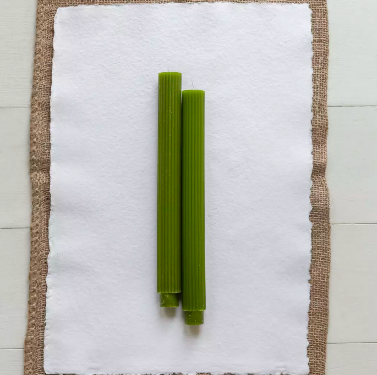 Scalloped Dinner Candle - Fern Green