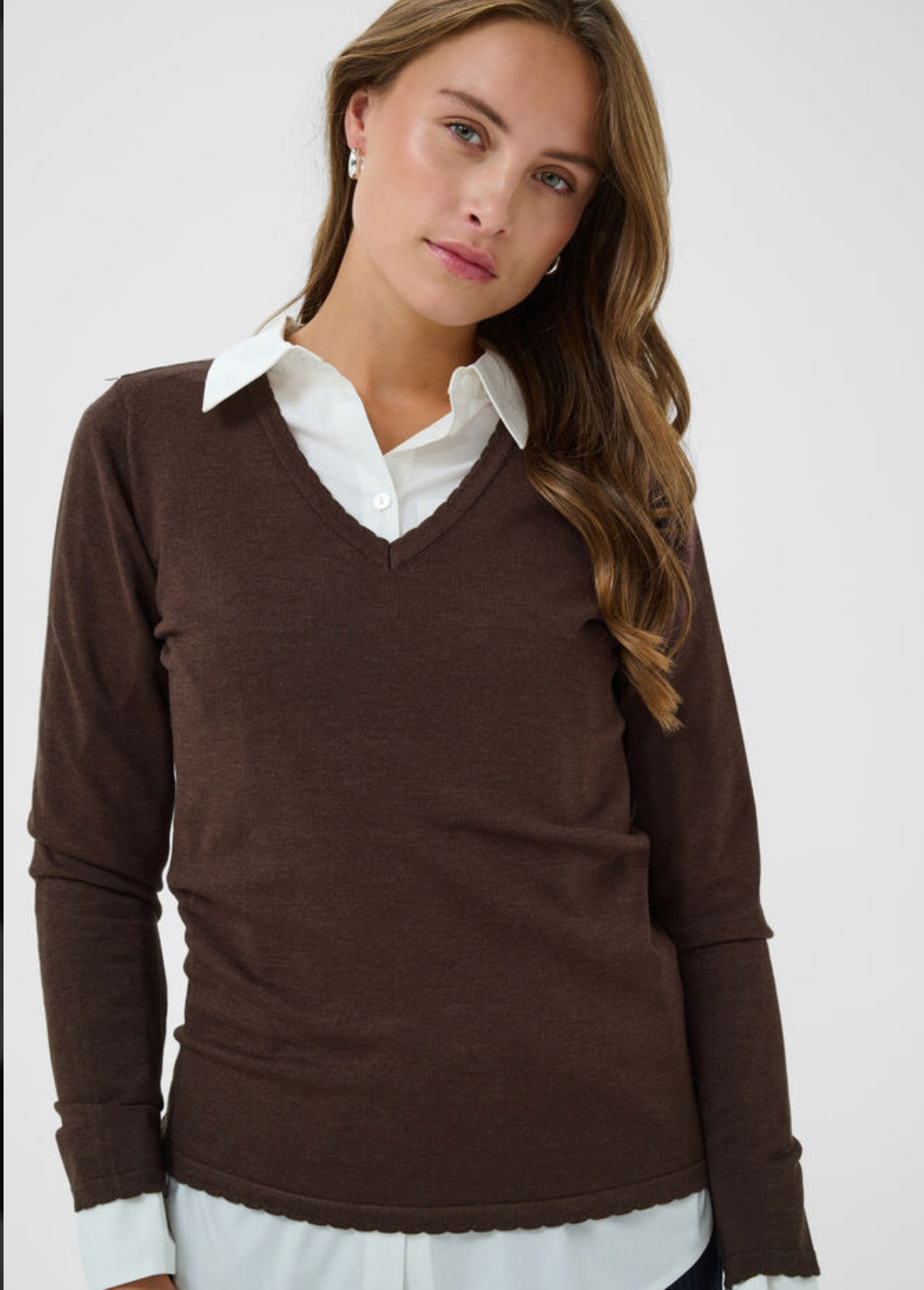 Saint Tropez MilaSZ V-Neck Pullover - Bracken Melange