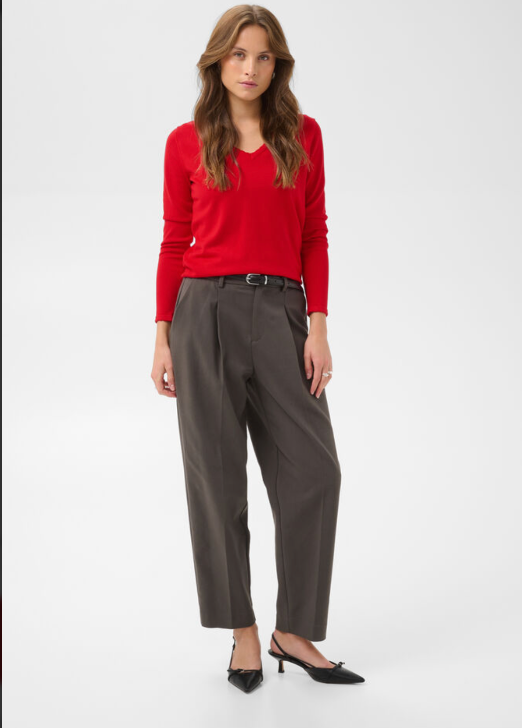 Saint Tropez MilaSZ V-Neck Pullover - Flame Scarlet