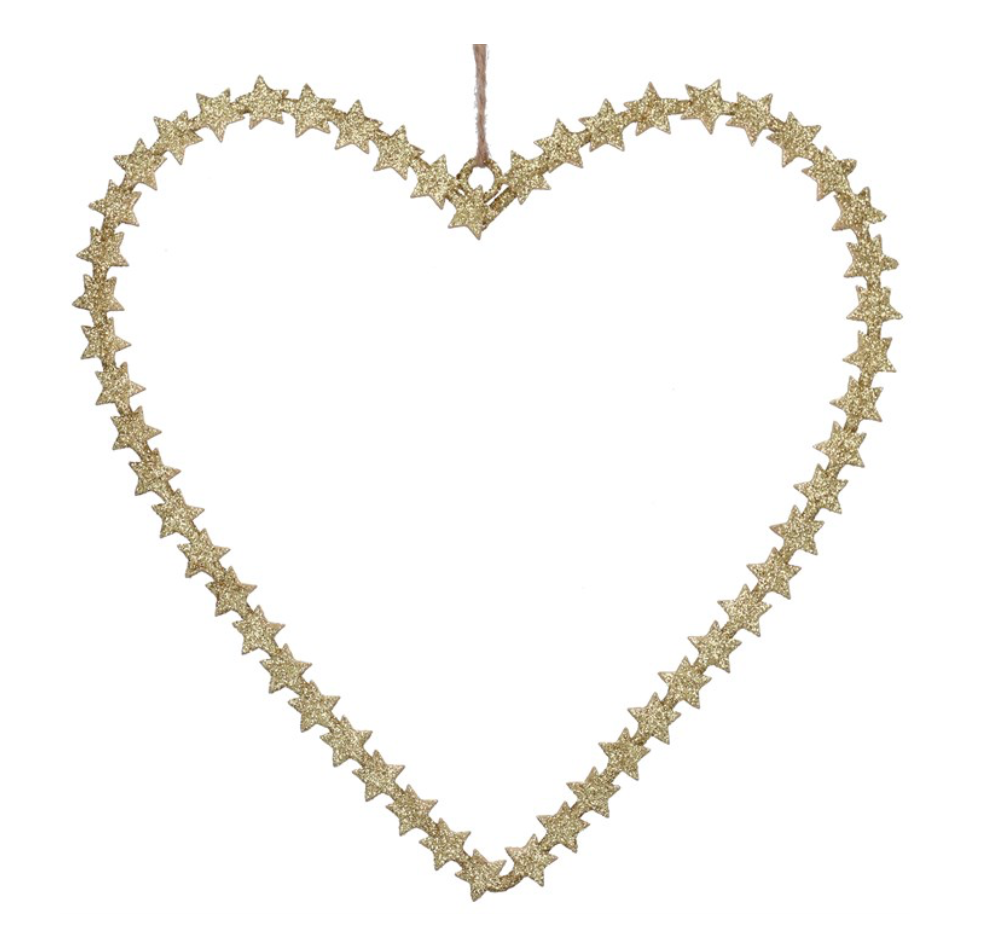 Hanging Gold Heart w Star Trim