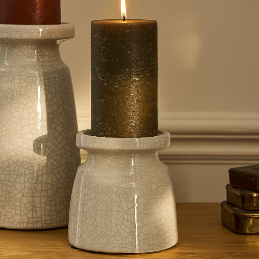 Crackle Glaze Chunky Candle Holder